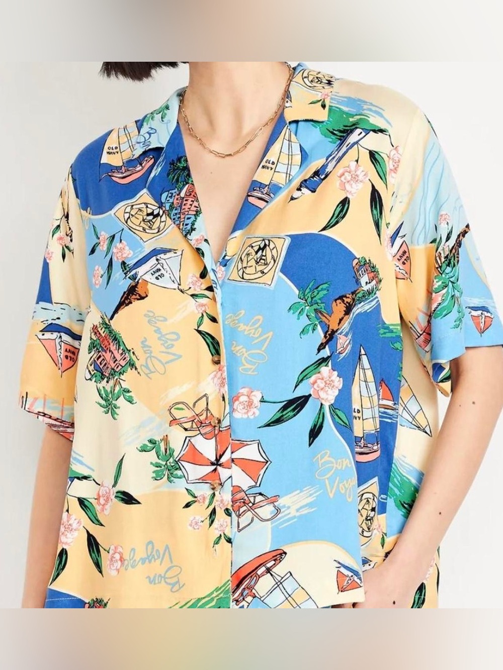 Old Navy Multicolor Coastal Sailboat Blouse
